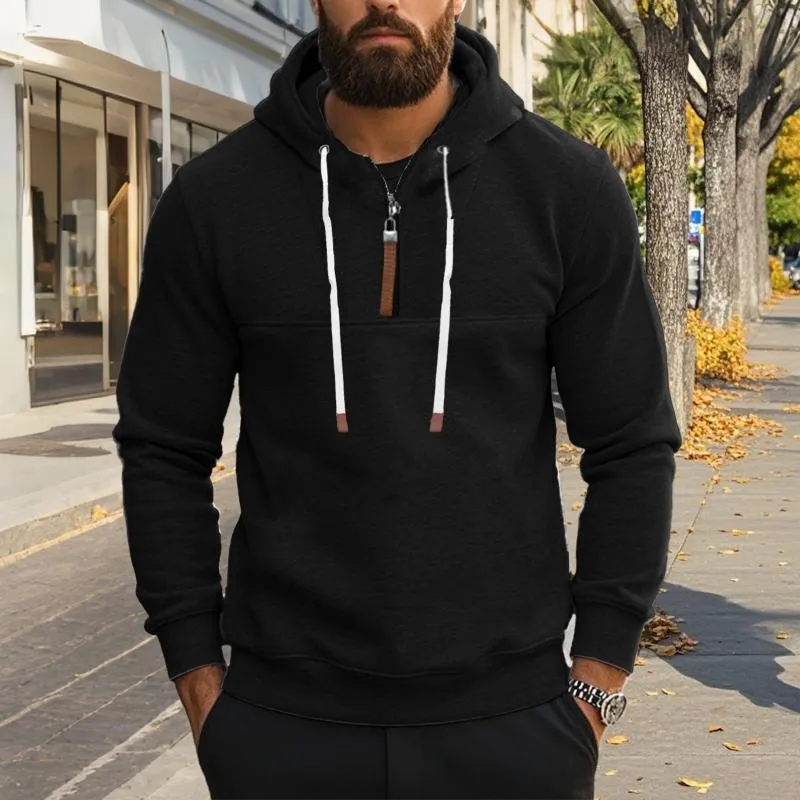 Men's Solid Color Zipper Hooded Sweatshirt 16899742Y sold by Manly product image thumbnail 2