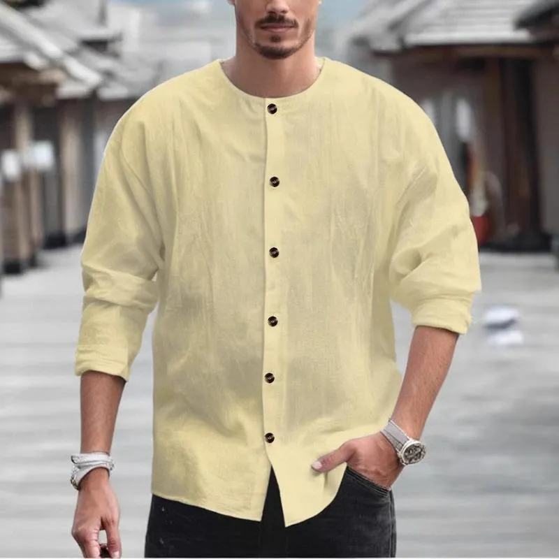Men's Casual Solid Color Single-Breasted Long-Sleeved Shirt 03997984Y sold by Manly product image thumbnail 5