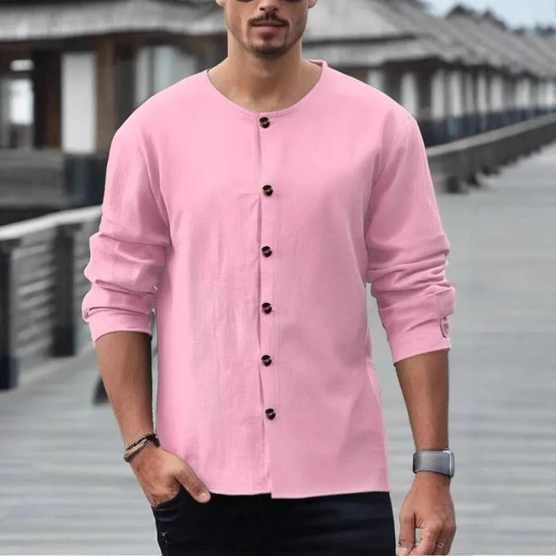 Men's Casual Solid Color Single-Breasted Long-Sleeved Shirt 03997984Y sold by Manly product image thumbnail 4