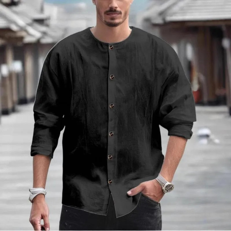 Men's Casual Solid Color Single-Breasted Long-Sleeved Shirt 03997984Y sold by Manly product image thumbnail 2