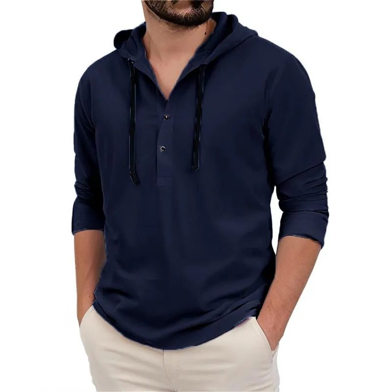 Men's Casual Solid Button Hooded Long Sleeve Shirt 38221998Y sold by Manly product image thumbnail 5
