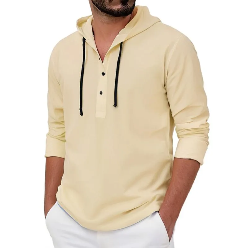 Men's Casual Solid Button Hooded Long Sleeve Shirt 38221998Y sold by Manly product image thumbnail 3