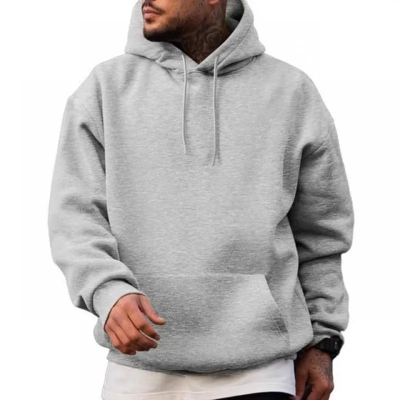 Men's Casual Solid Color Kangaroo Pocket Hooded Long Sleeve Sweatshirt 22891112Y sold by Manly