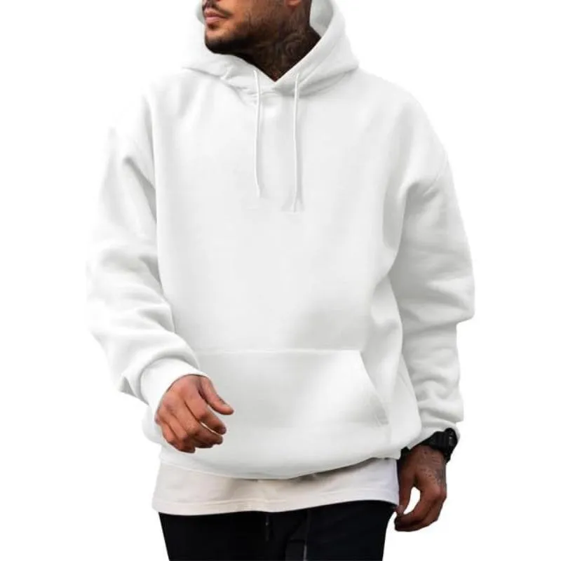 Men's Casual Solid Color Kangaroo Pocket Hooded Long Sleeve Sweatshirt 22891112Y sold by Manly product image thumbnail 4