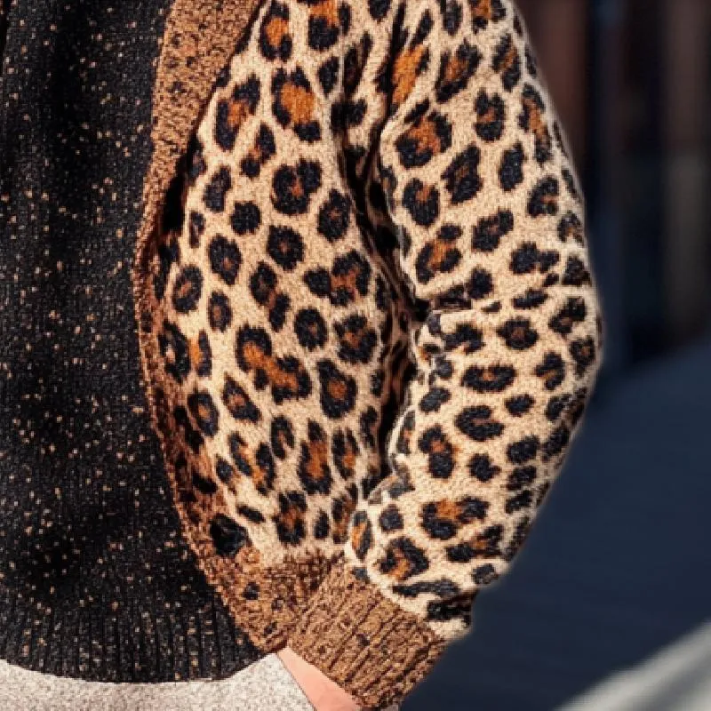 Men's Classic Casual Leopard Print Shawl Collar Knit Cardigan 23642133K sold by Manly product image thumbnail 4