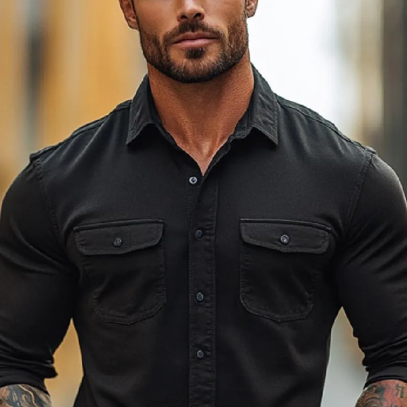 Men's Classic Casual Cotton Multi-Pocket Long Sleeve Shirt 19918756K sold by Manly product image thumbnail 3