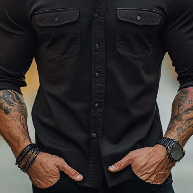 Men's Classic Casual Cotton Multi-Pocket Long Sleeve Shirt 19918756K sold by Manly product image thumbnail 4