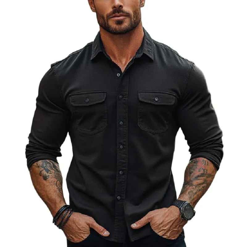 Men's Classic Casual Cotton Multi-Pocket Long Sleeve Shirt 19918756K sold by Manly