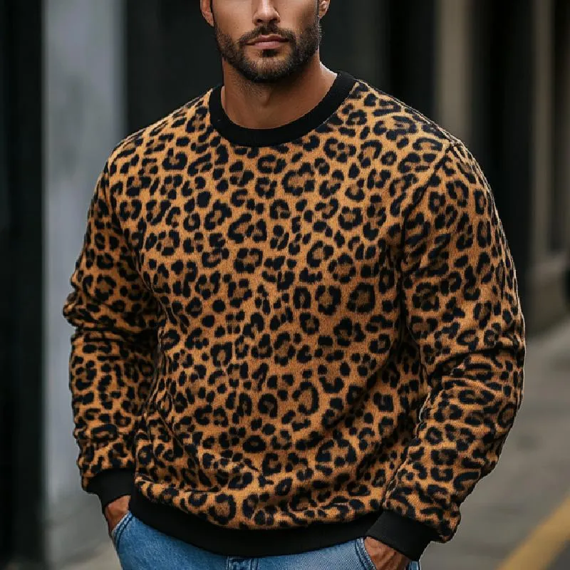 Men's Classic Casual Leopard Crew Neck Sweater 18470203K sold by Manly product image thumbnail 2