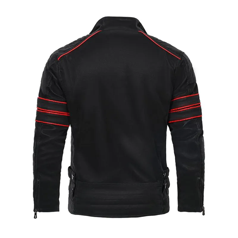 Men's Vintage Suede Fleece Warm Stand Collar Slim Fit Motorcycle Jacket 05486815M sold by Manly product image thumbnail 3