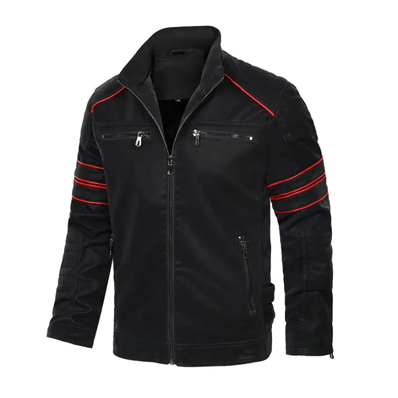 Men's Vintage Suede Fleece Warm Stand Collar Slim Fit Motorcycle Jacket 05486815M sold by Manly product image thumbnail 2