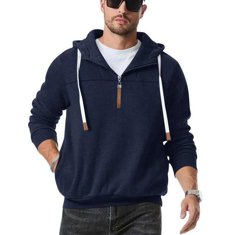 Men's Casual Zipper Collar Patchwork Loose Pullover Hoodie 74885252M sold by Manly product image thumbnail 5