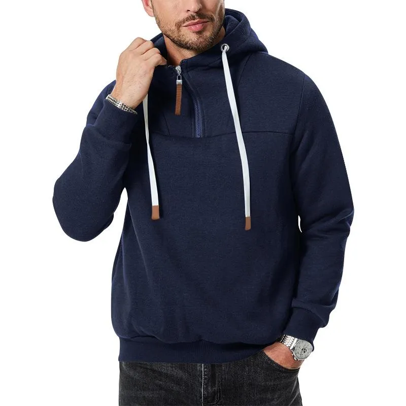 Men's Casual Zipper Collar Patchwork Loose Pullover Hoodie 74885252M sold by Manly product image thumbnail 3