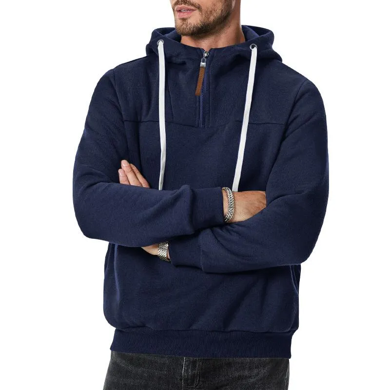 Men's Casual Zipper Collar Patchwork Loose Pullover Hoodie 74885252M sold by Manly product image thumbnail 4