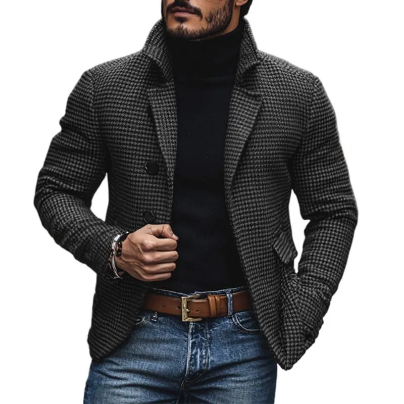 Men's Vintage Houndstooth Notch Lapel Single Breasted Slim Fit Blazer 23684094M sold by Manly