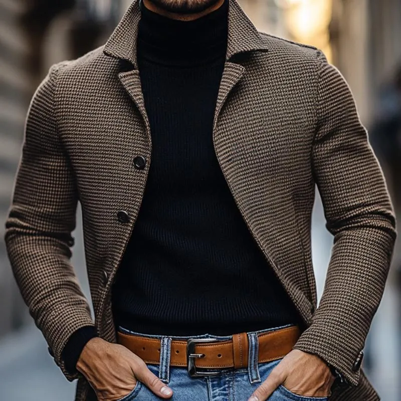 Men's Vintage Houndstooth Notch Lapel Single Breasted Slim Fit Blazer 76167581M sold by Manly product image thumbnail 4