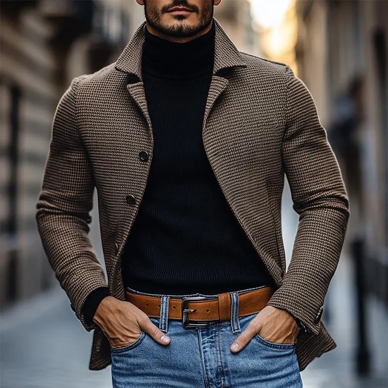 Men's Vintage Houndstooth Notch Lapel Single Breasted Slim Fit Blazer 76167581M sold by Manly product image thumbnail 3