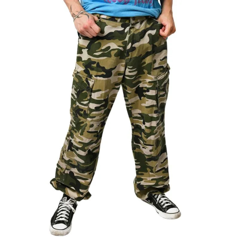 Men's Camo Loose Straight Multi-pocket Cargo Pants 03957913Z sold by Manly