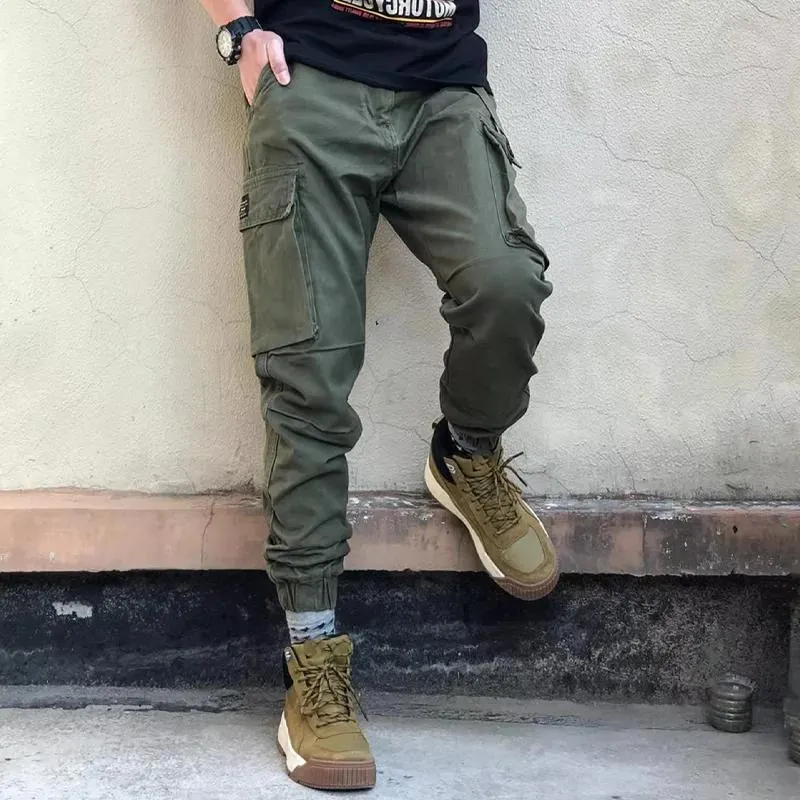 Men's Solid Color Cotton Washed Multi-pocket Cargo Pants 65988106Z sold by Manly product image thumbnail 2