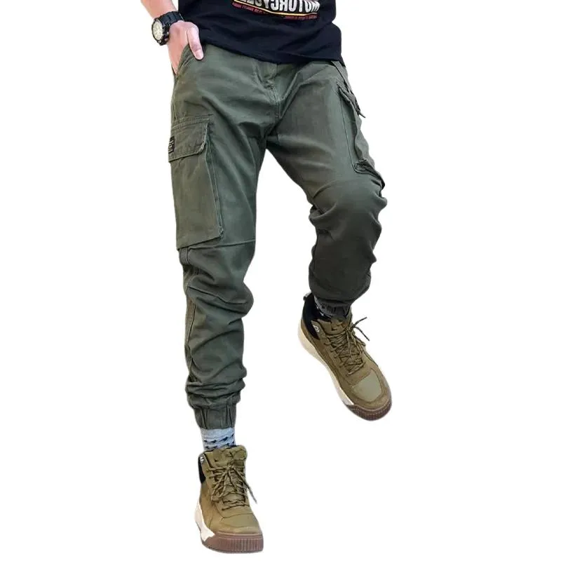 Men's Solid Color Cotton Washed Multi-pocket Cargo Pants 65988106Z sold by Manly