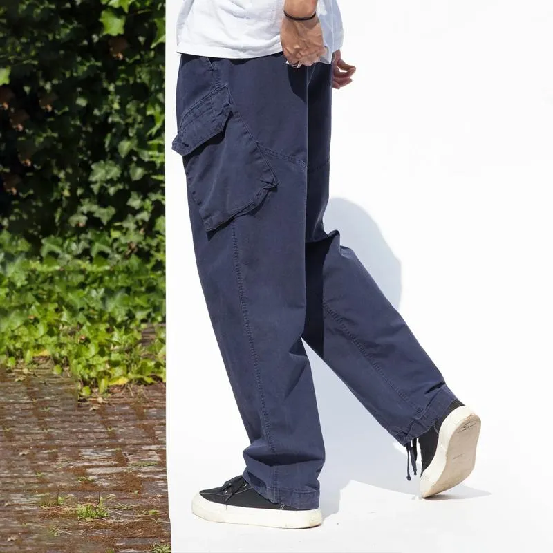 Men's Solid Color Loose Straight Multi-pocket Cargo Pants 93971457Z sold by Manly product image thumbnail 4