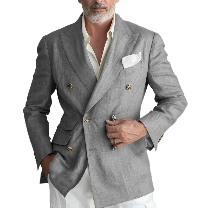 Men's Cotton and Linen Double Breasted Casual Blazer 39440970X sold by Manly