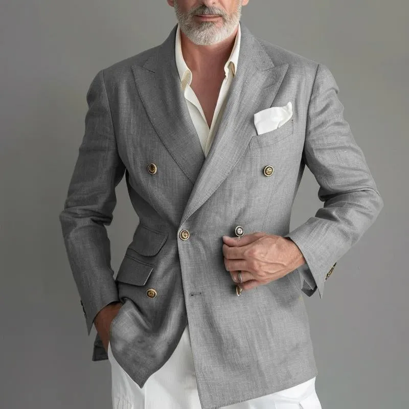 Men's Cotton and Linen Double Breasted Casual Blazer 39440970X sold by Manly product image thumbnail 2