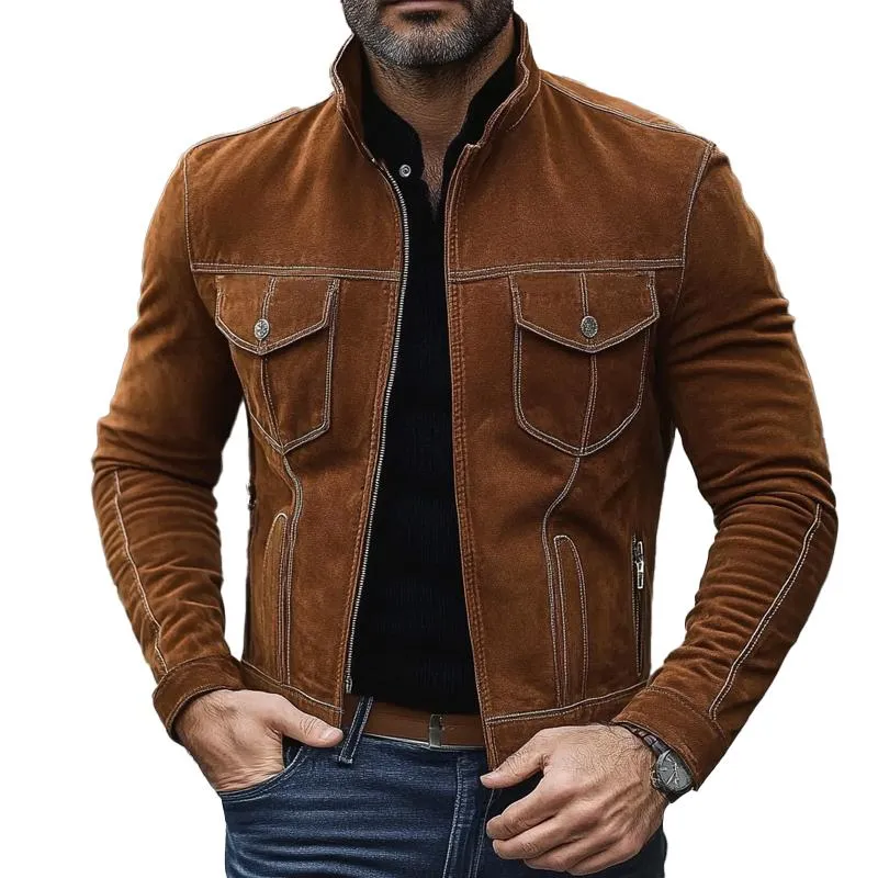 Men's Vintage Suede Zip-Up Jacket 09285497X sold by Manly