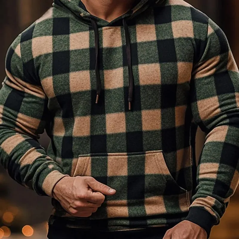 Men's Vintage Check Print Hoodie 87551674X sold by Manly product image thumbnail 2