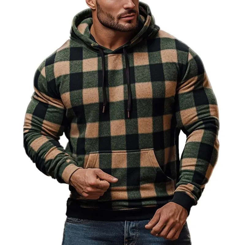 Men's Vintage Check Print Hoodie 87551674X sold by Manly