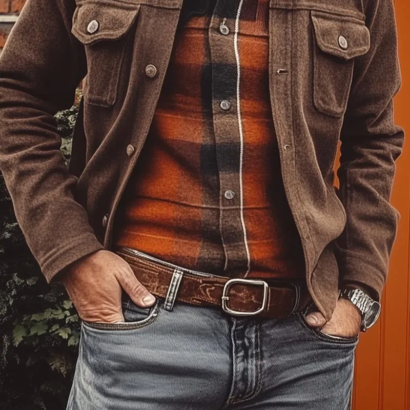 Men's Solid Color Lapel Chest Pocket Single Breasted Cargo Jacket 49078177Z sold by Manly product image thumbnail 3