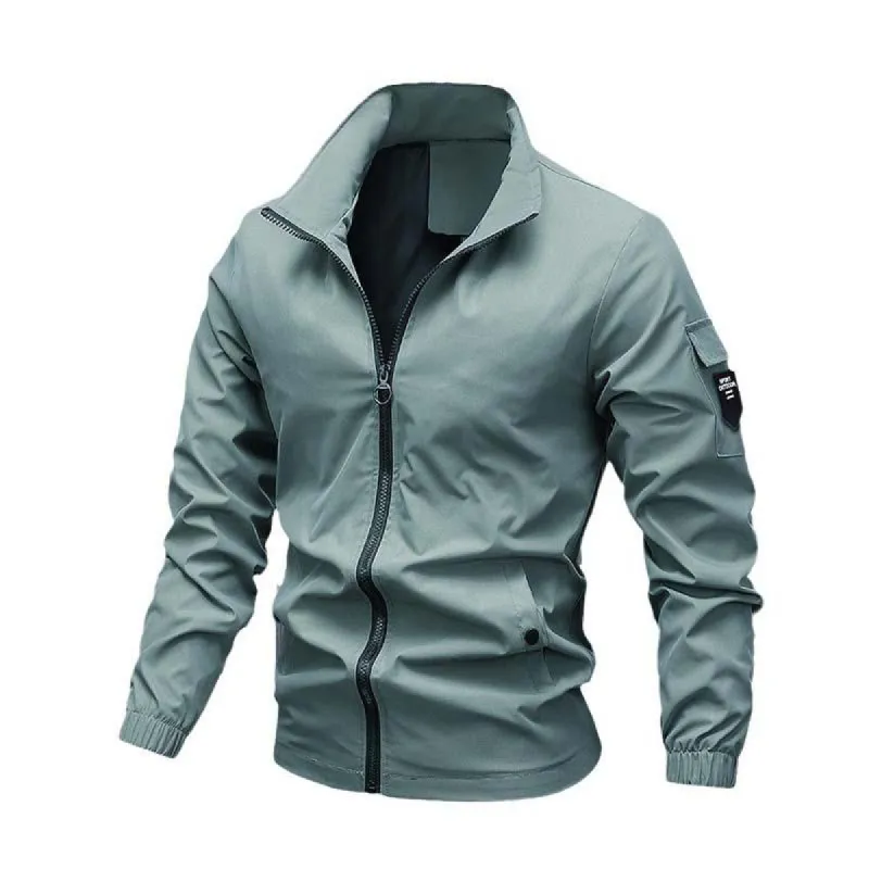 Men's Classic Casual Baseball Jacket Zipper Stand Collar Jacket 42931816K sold by Manly