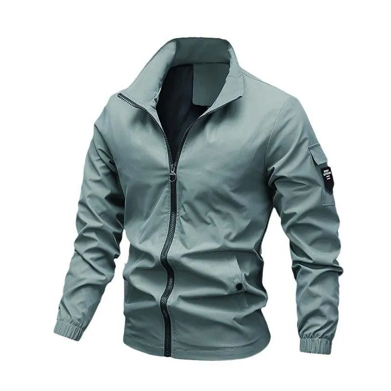 Men's Classic Casual Baseball Jacket Zipper Stand Collar Jacket 42931816K sold by Manly
