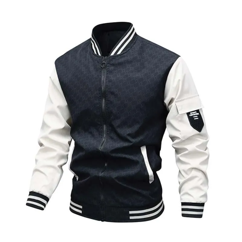Men's Classic Casual Splicing Baseball Zipper Jacket 62004788K sold by Manly