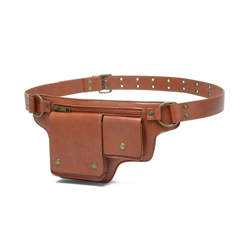 Men's Outdoor Sports Zipper Adjustable Leather Waist Bag 28172372K sold by Manly product image thumbnail 4