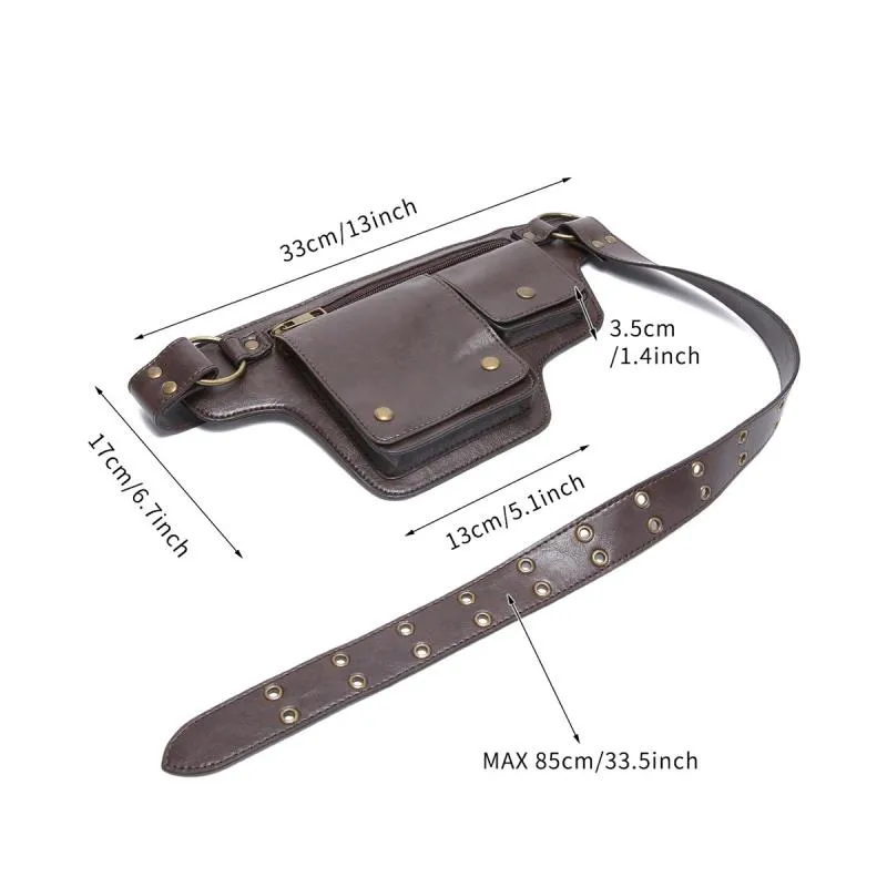Men's Outdoor Sports Zipper Adjustable Leather Waist Bag 28172372K sold by Manly product image thumbnail 5