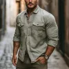 Men's Classic Casual Slim Fit Cotton and Linen Long Sleeve Shirt 72383173K sold by Manly