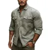 Men's Classic Casual Slim Fit Cotton and Linen Long Sleeve Shirt 72383173K sold by Manly