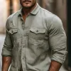 Men's Classic Casual Slim Fit Cotton and Linen Long Sleeve Shirt 72383173K sold by Manly