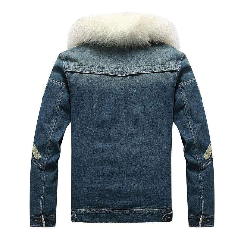 Men's Classic Lapel Plush Warm Denim Jacket 56717531F sold by Manly product image thumbnail 5