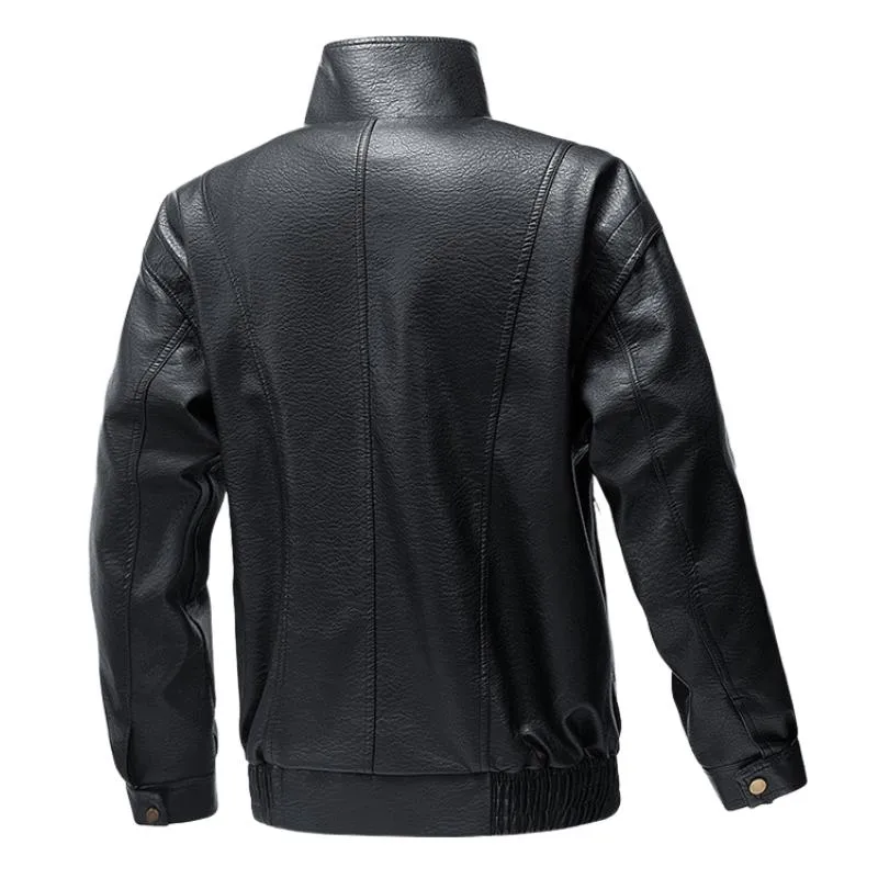 Men's Casual Vintage Stand Collar Leather Jacket 66275210F sold by Manly product image thumbnail 5