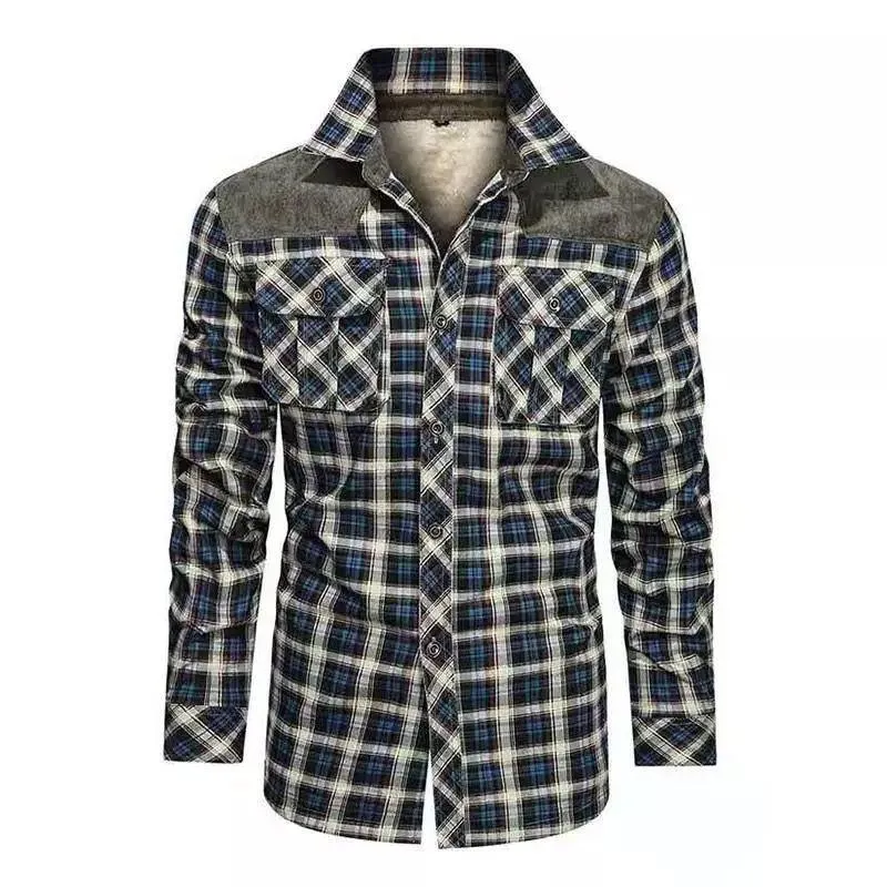 Men's Classic Casual Plaid Lapel Warm Shirt 23184504F sold by Manly product image thumbnail 3