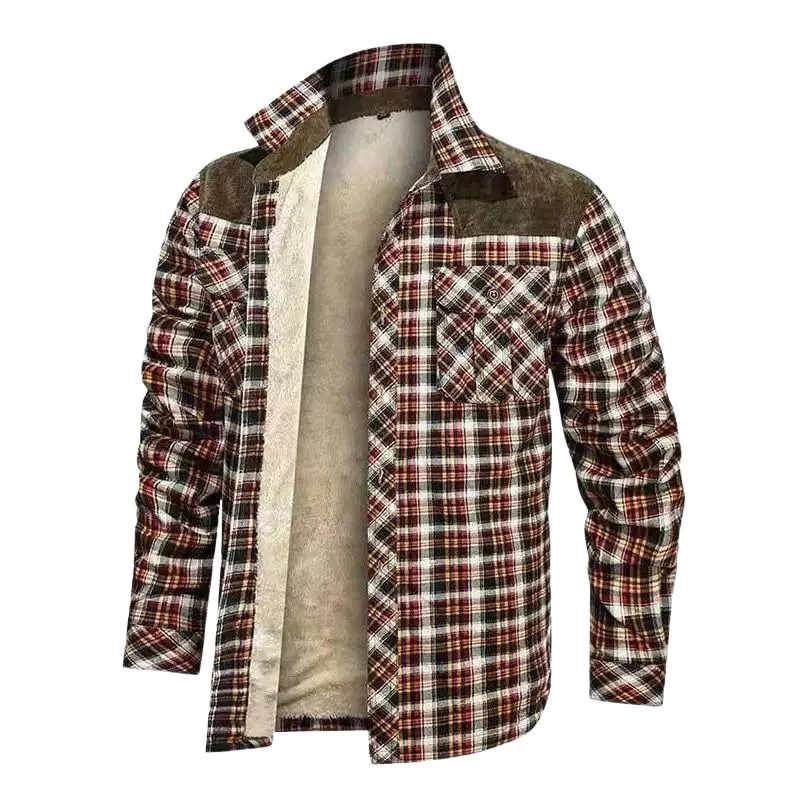 Men's Classic Casual Plaid Lapel Warm Shirt 23184504F sold by Manly product image thumbnail 2