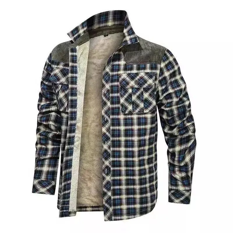 Men's Classic Casual Plaid Lapel Warm Shirt 23184504F sold by Manly product image thumbnail 4