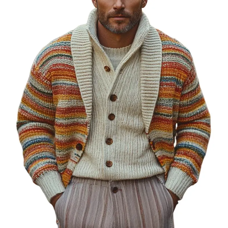 Men's Retro Casual Lapel Knit Cardigan 57258541F sold by Manly