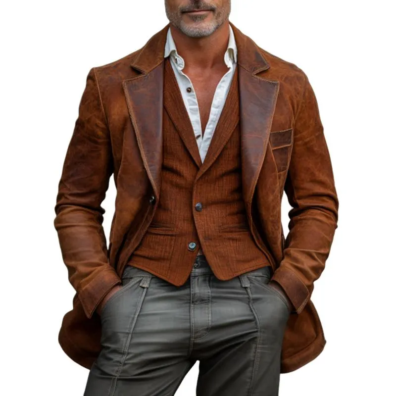 Men's Retro Lapel Suit Jacket 63128551F sold by Manly