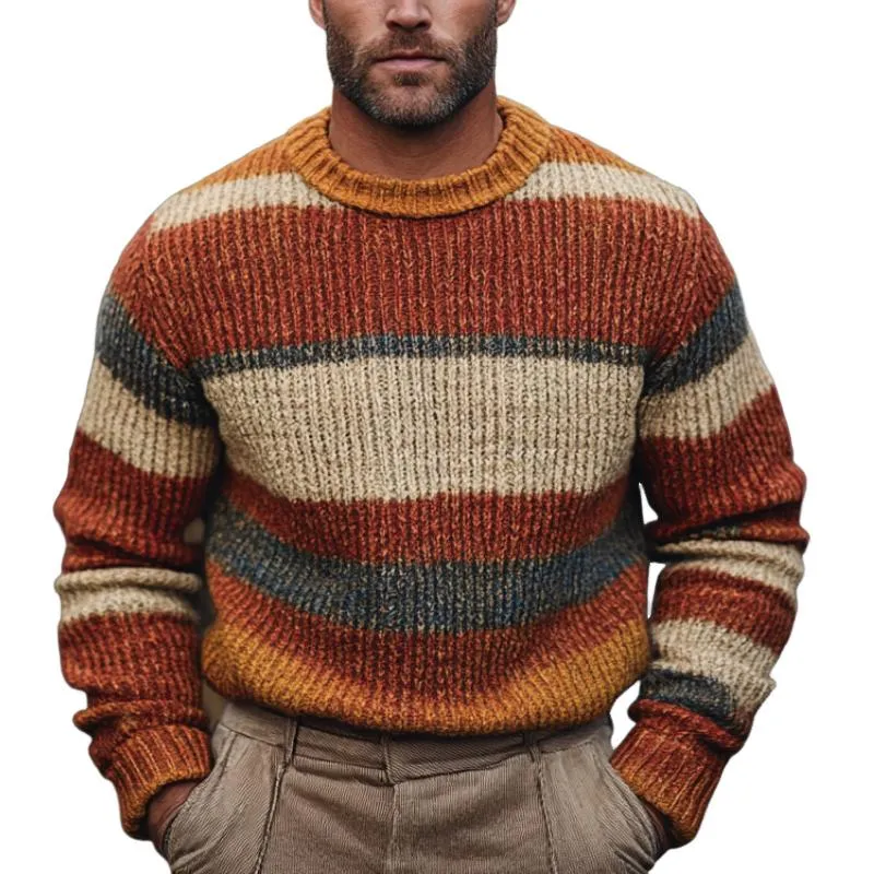Men's Classic Striped Crew Neck Sweater 92921951F sold by Manly