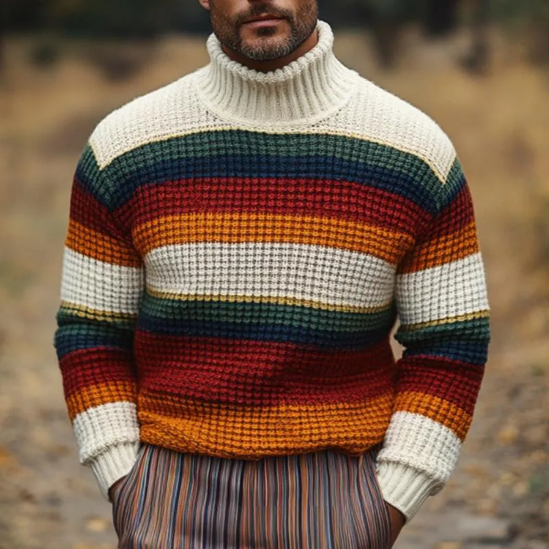 Men's Classic Turtleneck Pullover Striped Sweater 63406780F sold by Manly product image thumbnail 2