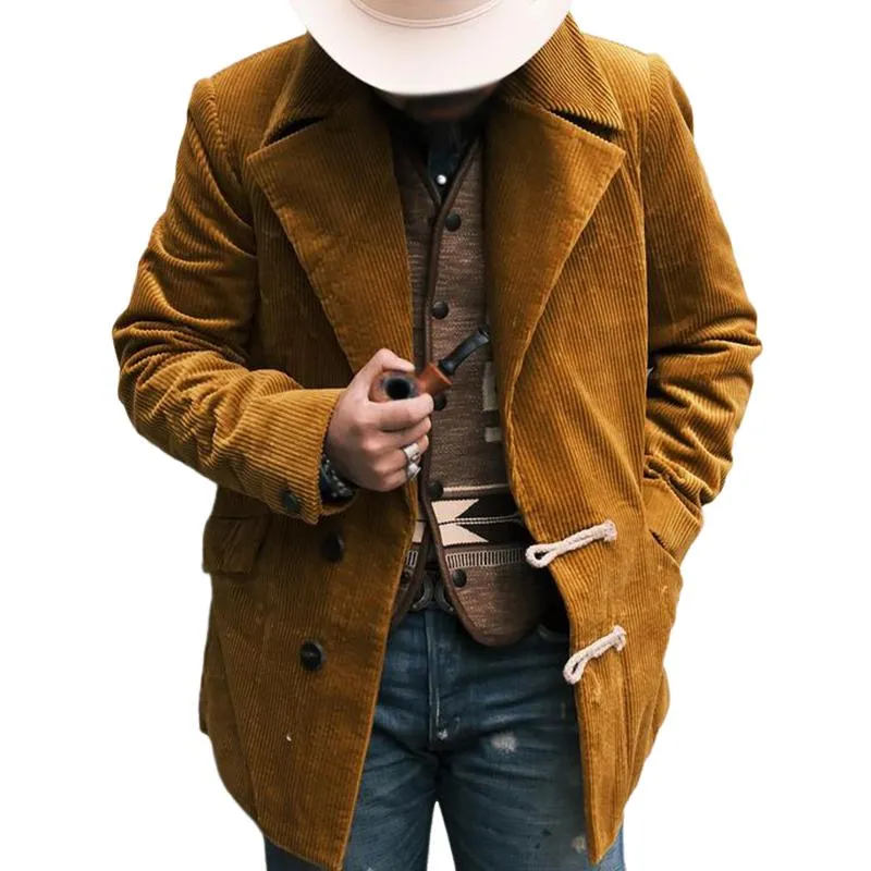 Men's Vintage Casual Solid Color Corduroy Blazer 57080233TO sold by Manly