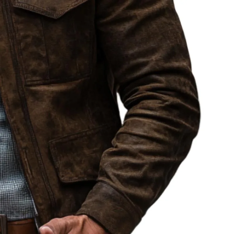 Men's Classic Lapel Multi-Pocket Leather Jacket 92098402F sold by Manly product image thumbnail 4